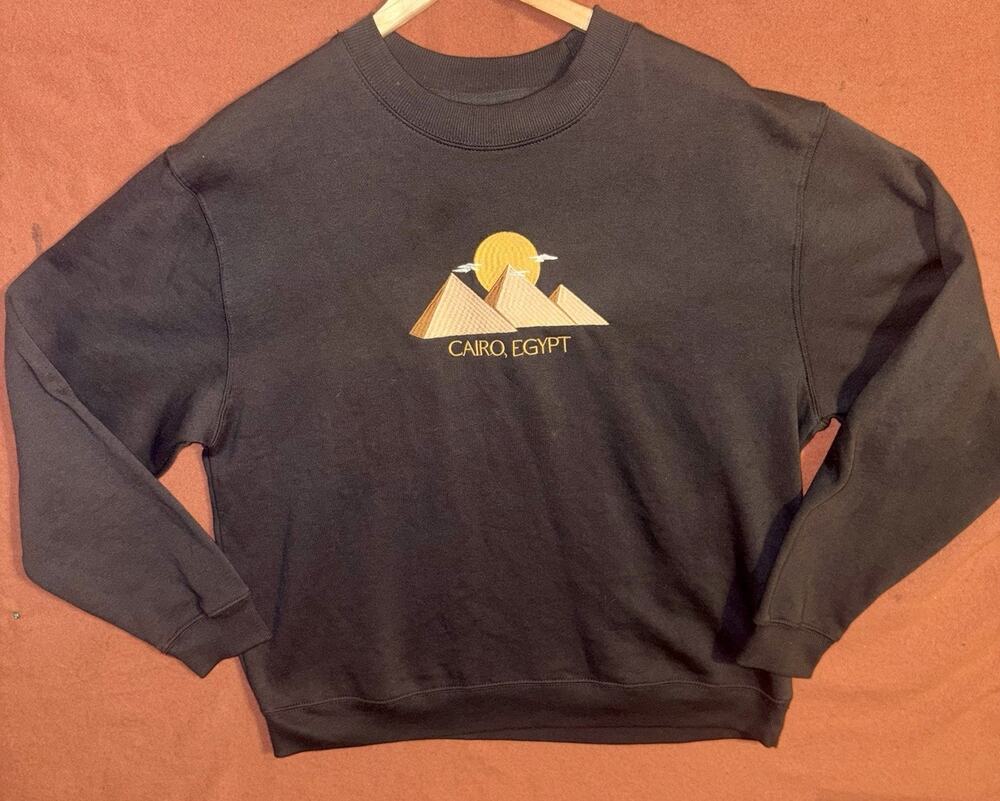 PacSun Cairo Egypt Embroidered Logo Black Sweater Comfy Men Size Large